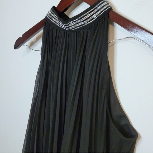 Luxe by Carmen Marc Valvo Black High Neck Rhinestone Keyhole Dress Size Medium - Picture 2 of 9